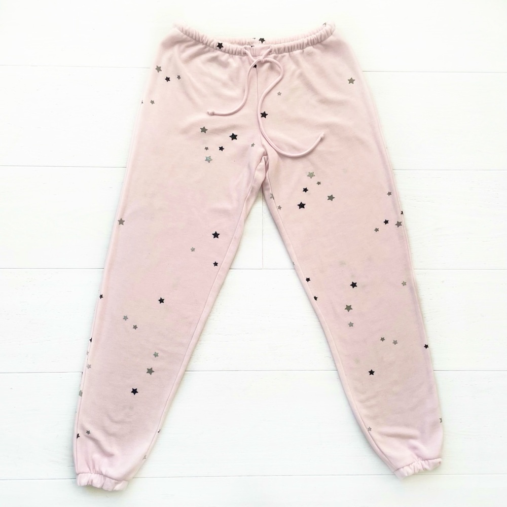 Chaser Light Pink Glitter Star Jogger Sweatpants